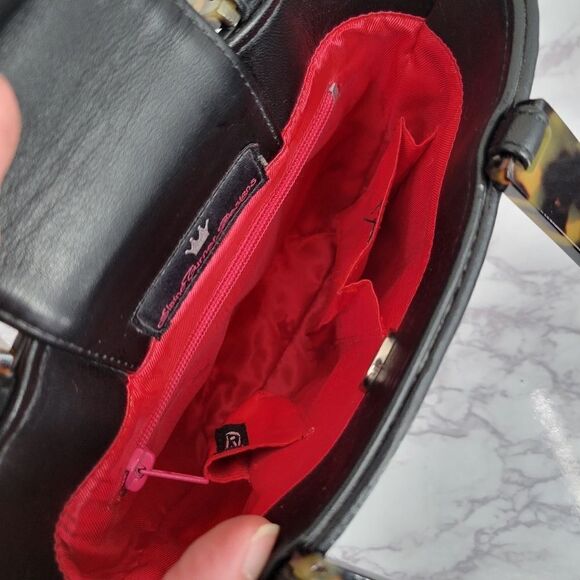 Elaine Turner Designs Black Straw Raffia Trapezoid Bucket Bag Y2K - Picture 9 of 14